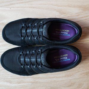 Skechers Memory Foam Slip-Ons w/ Elastic Laces Black Size 7.5 Relaxed Fit